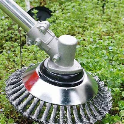 Heavy-duty wire weeding wheel by Belro for men, designed for clothing weeding and fabric removal tasks.