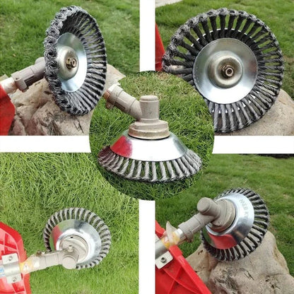 Heavy-duty wire weeding wheel by Belro for men, designed for durable gardening and weed removal.