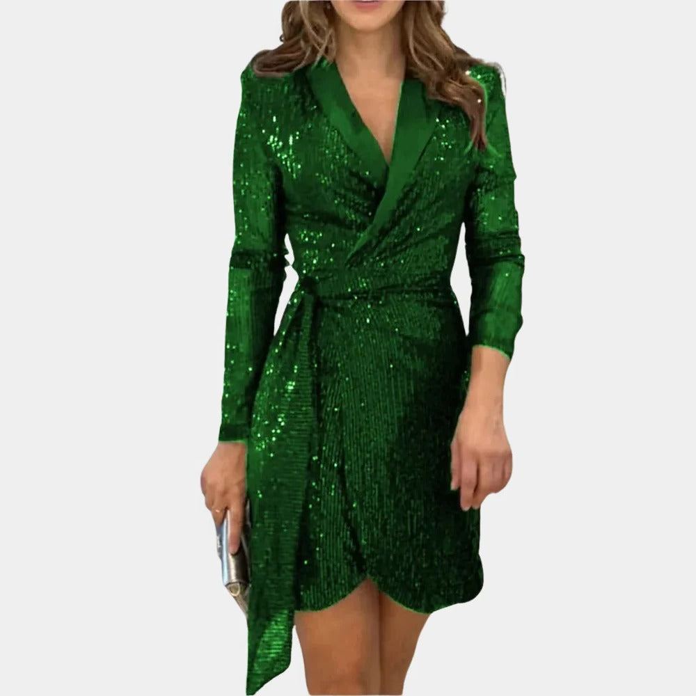 Elegant Belro ladies blazer dress with belt, stylish clothing featuring a tailored fit and sophisticated design.
