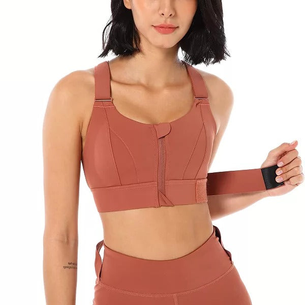 Belro high support sports bra in black, featuring adjustable straps and moisture-wicking fabric for activewear.