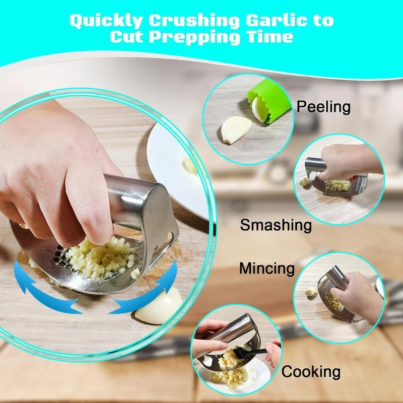 Belro garlic press rocker set for kitchen and dining, featuring ergonomic design and stainless steel construction.