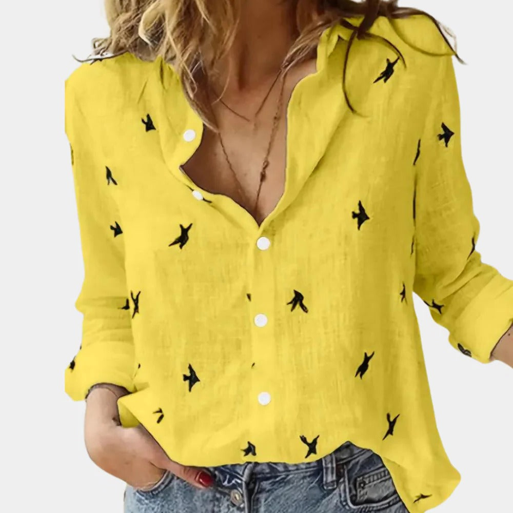 Belro women's long sleeve shirt in soft fabric, featuring a classic fit and versatile design for casual and office wear