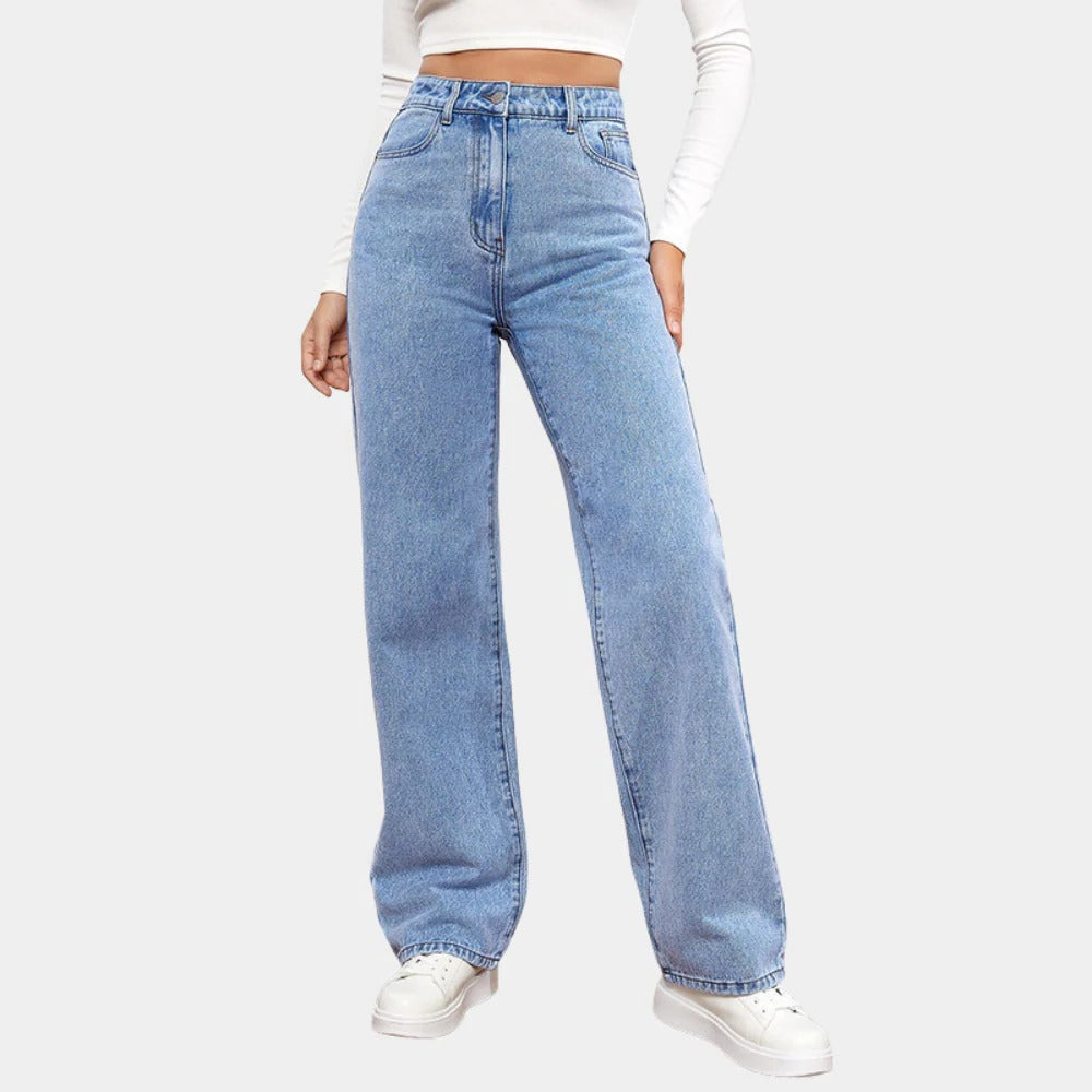Belro casual baggy jeans for women featuring relaxed fit, denim fabric, and stylish design.