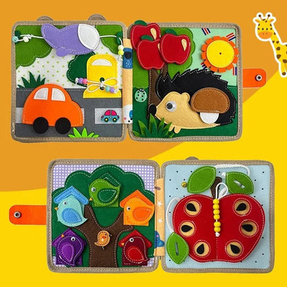 Children’s sensory activity story book by Belro featuring colorful pages and interactive textures for kids' engagement.