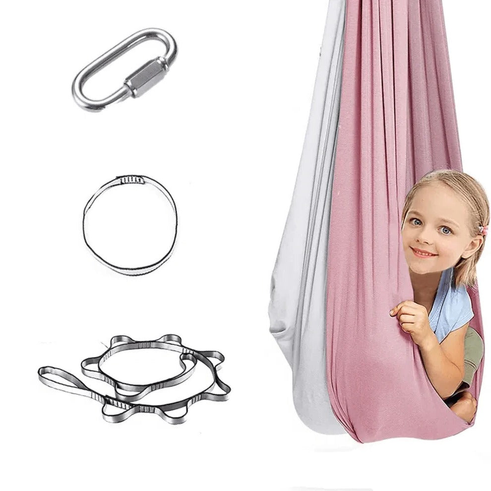 Belro sensory autism therapy swing hammock for indoor and outdoor use, designed for calming and sensory integration.