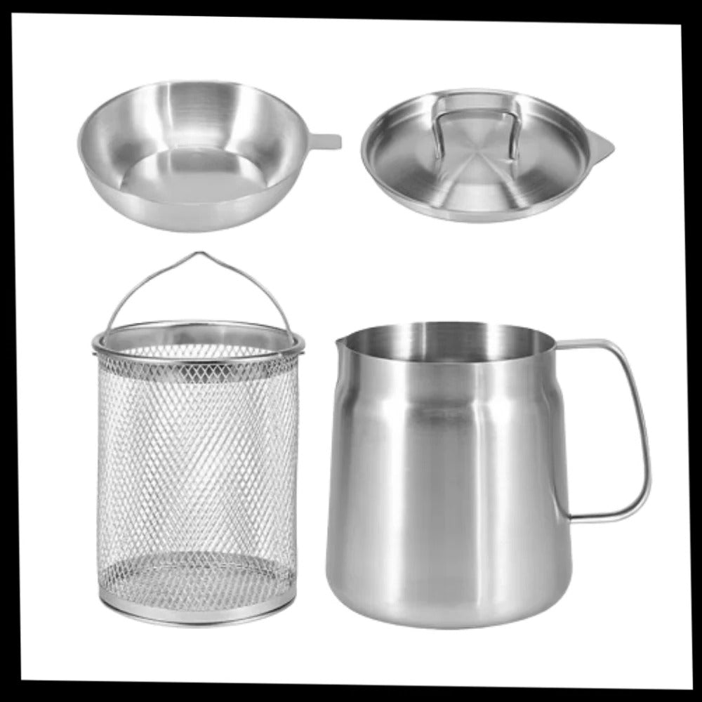 Belro 2-in-1 deep frying pot for home kitchen, with a stainless steel design and dual compartments for versatile frying.