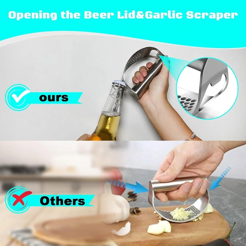 Belro garlic press rocker set for kitchen and dining, featuring stainless steel construction and ergonomic handles.