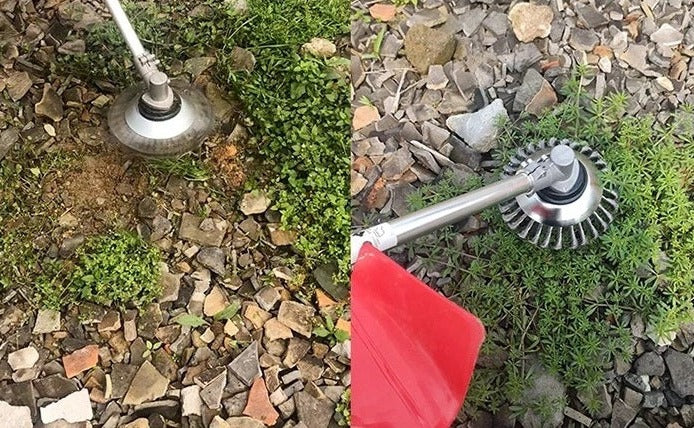 Heavy-duty wire weeding wheel from Belro, designed for men’s clothing, with sturdy metal wires and ergonomic handle.