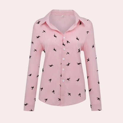 Women's Belro long sleeve shirt in soft fabric, featuring a classic fit and subtle design, shown on a model.