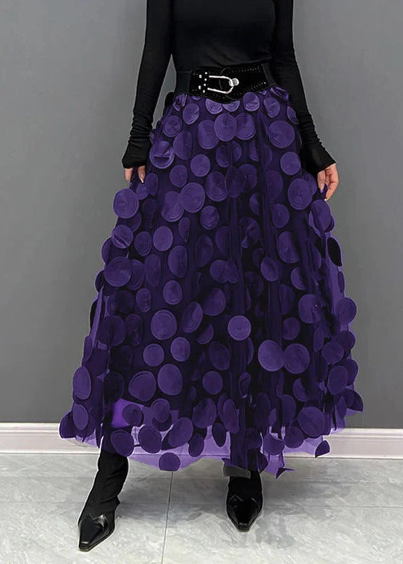Belro chic polka dot and tulle patchwork skirt with layered design, perfect for stylish, feminine outfits.