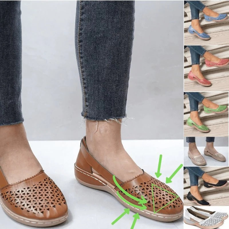 Belro women's flat shoes designed for bunions, featuring a comfortable, supportive fit with soft materials and a neutral color.
