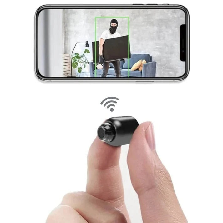 Belro small WiFi security camera with night vision, wireless HD surveillance for kids and pets, mounted indoors for safety monitoring.