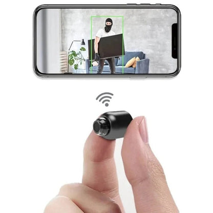 Belro small WiFi security camera with night vision, wireless HD surveillance for kids and pets, mounted indoors for safety monitoring.
