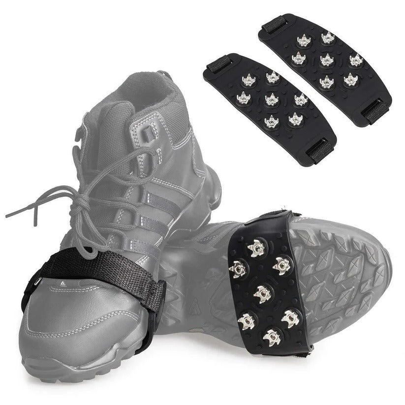 Belro adjustable snow and ice cleats for shoes with metal spikes, designed for outdoor winter traction and safety.