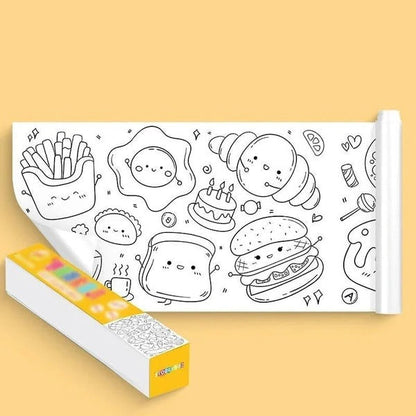 Children's Drawing Roll by Belro, shown as a colorful fabric roll with various drawing and sketching tools.