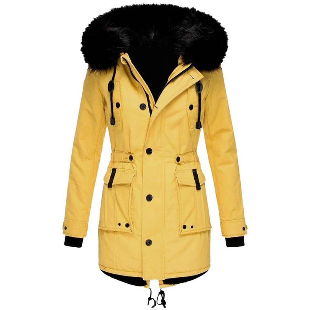Belro warm fashion coat in a stylish design, perfect for cold weather, shown hanging on a wooden hanger.