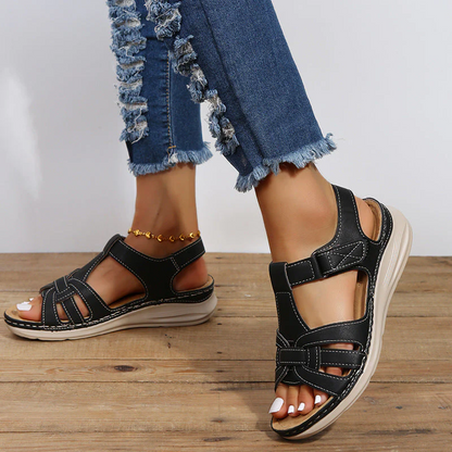 Women's Belro orthopedic sandals with Velcro straps, featuring supportive footbed and adjustable fit for comfortable walking.