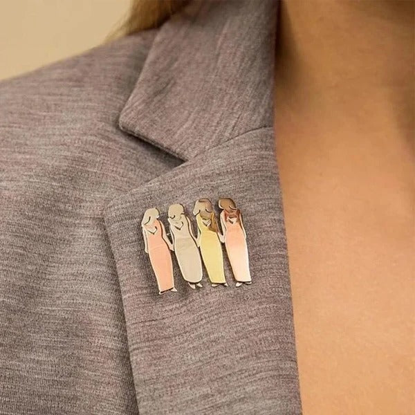 Vintage handmade sister bond pins by Belro, featuring detailed accessory pins and brooches with a heartfelt design.