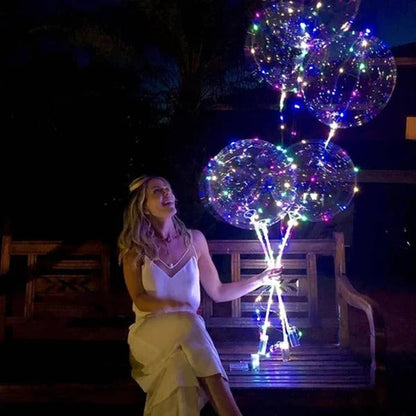 Belro reusable LED balloon light showing glowing, colorful LED light in a clear balloon, perfect for festive lighting.