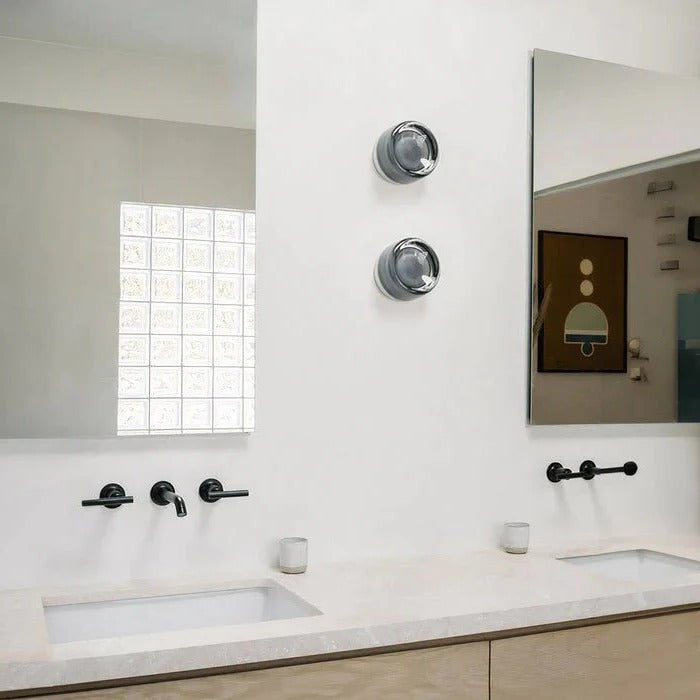 Modern Dimple Glass LED Wall Sconce by Belro, outdoor lighting fixture with dimpled glass shade for stylish outdoor illumination.