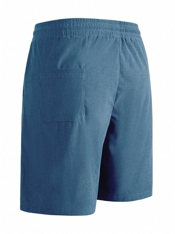 Men's Belro corduroy leisure shorts in khaki color, featuring a relaxed fit and front pockets.