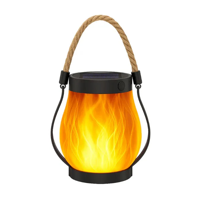 Belro solar lantern with flame-effect glow, compact outdoor flashlight with eco-friendly solar-powered lighting and decorative flame design