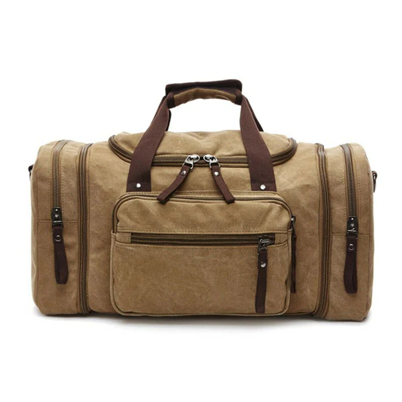 Belro large capacity canvas travel bag with sturdy handles and spacious interior, ideal for travel and weekend trips.