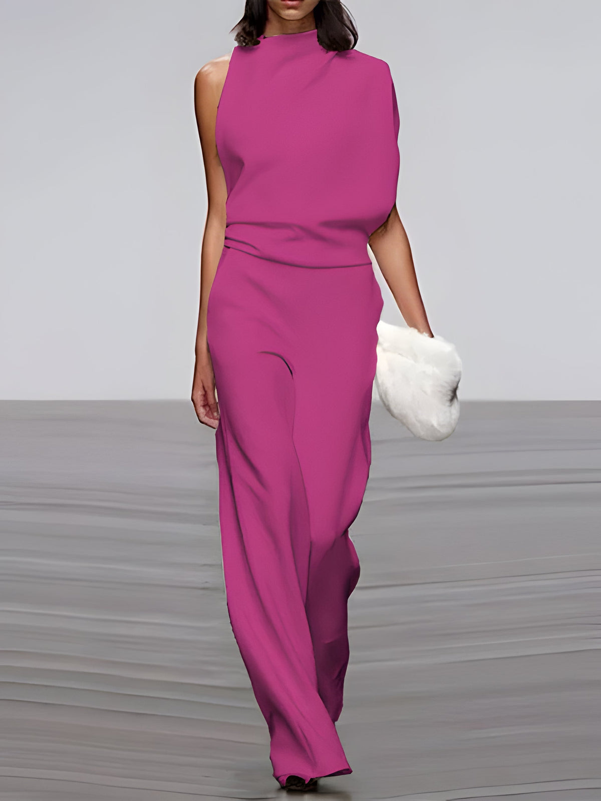 Women's sleeveless round-neck jumpsuit with flared legs by Belro, shown from the front highlighting its stylish design.