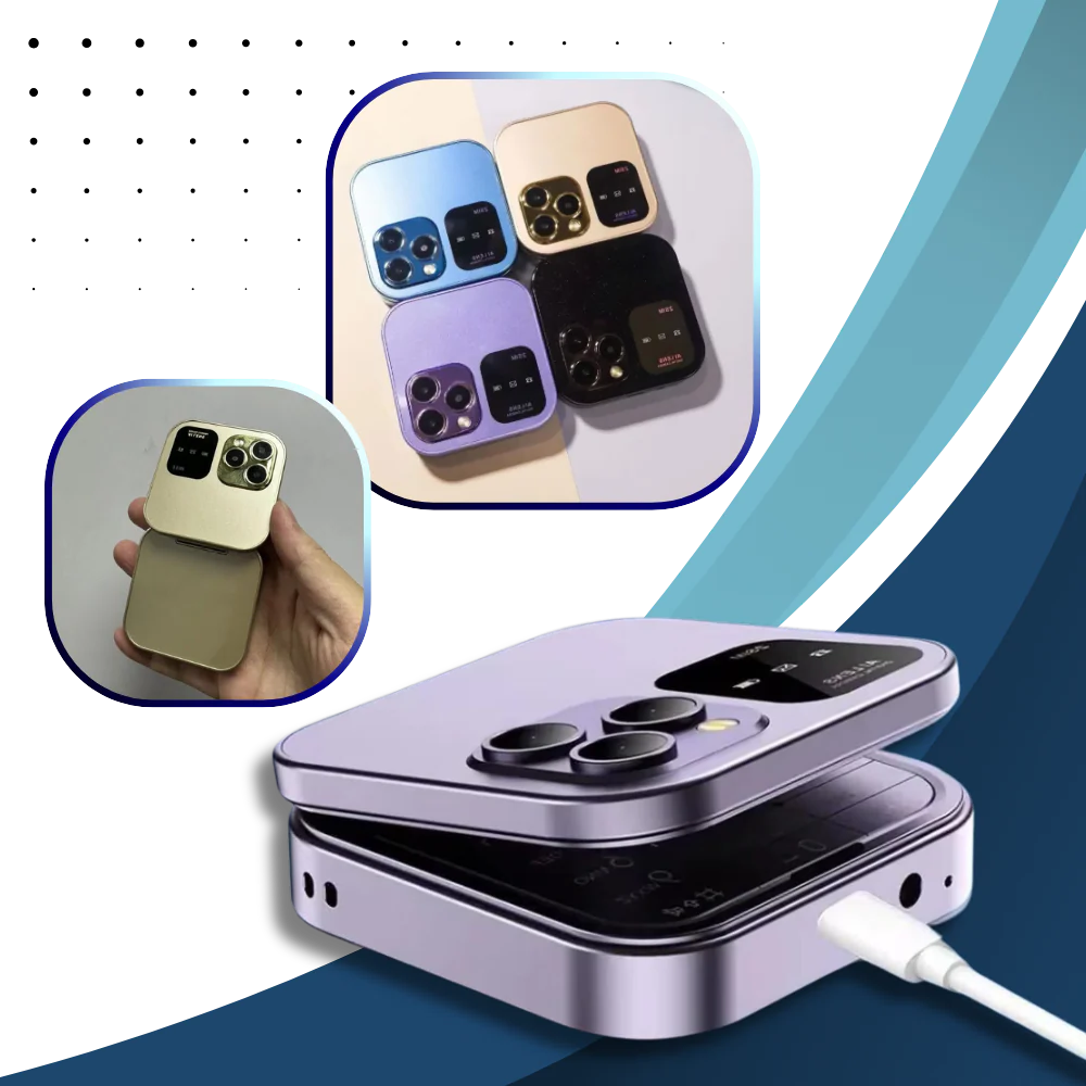 Belro dual SIM small folding cell phone open, showing keypad and screen, compact electronics design