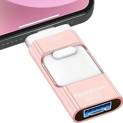 Belro USB flash drive compatible with iPhone and Android devices, showing a sleek compact design and USB connector.