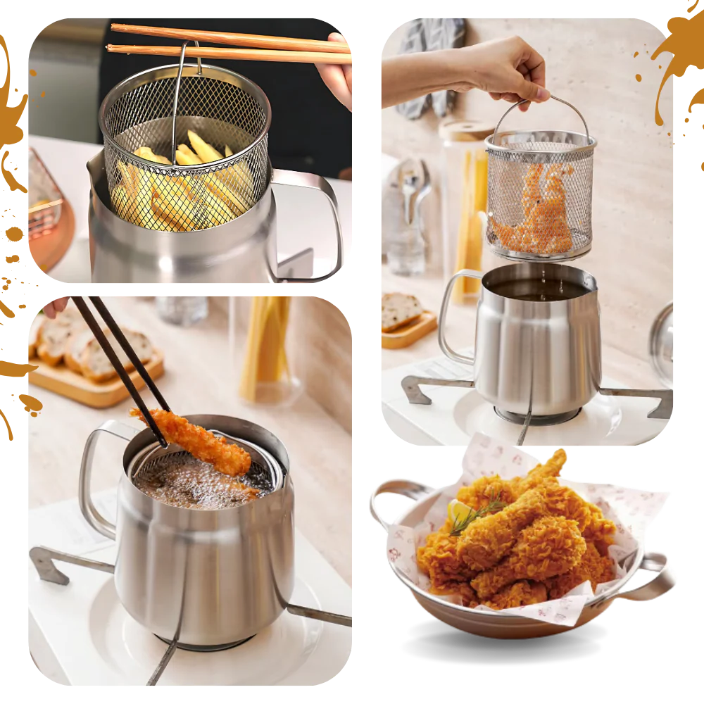 Belro 2-in-1 stainless steel deep frying pot with lid, suitable for home kitchen and versatile frying or steaming tasks
