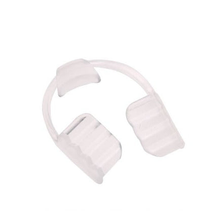 Belro mouth guard for teeth grinding and clenching, showing clear, flexible dental guard in a close-up view.