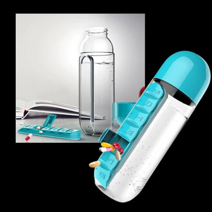 Belro water bottle with built-in pill holder, stainless steel bottle suitable for kitchen and outdoor use, with secure lid.