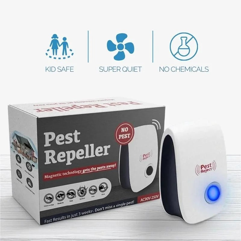 Belro ultrasonic fly repeller for home and garden, with a compact design and pest control features visible in the image.