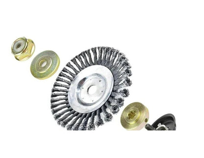 Heavy-duty wire weeding wheel from Belro designed for men’s clothing, featuring durable construction for effective weed removal.