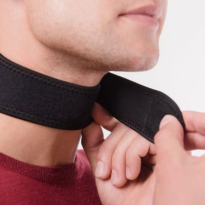 Belro heated magnetic neck wrap accessory with adjustable suspenders, designed for comfort and warmth.