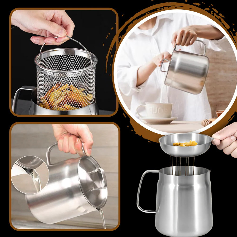 Belro 2-in-1 deep frying pot with stainless steel construction, suitable for home kitchen and dining use.