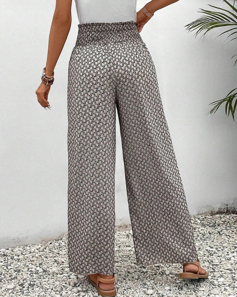 Women’s Belro trousers with a geometric print, stylish and comfortable pants for casual or office wear.