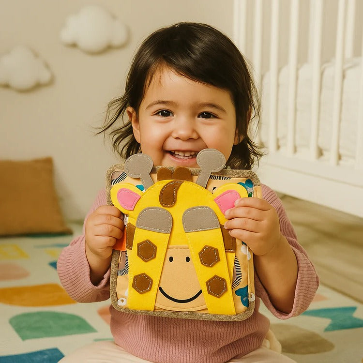 Children’s sensory activity story book by Belro featuring colorful illustrations and textured pages for engaging children's sensory development.