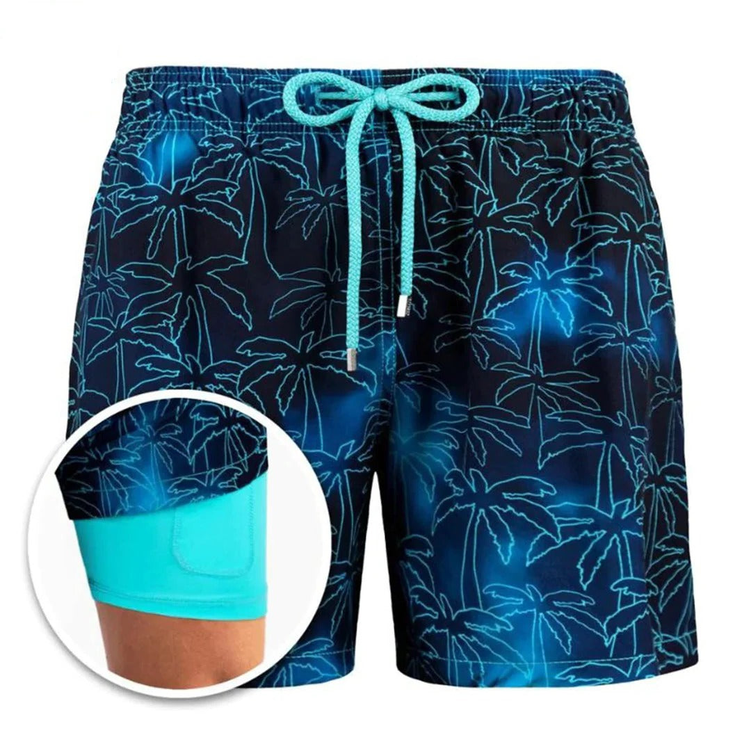 Men's stylish Belro swimming trunks with a colorful pattern, designed for comfortable swimwear and beachwear.