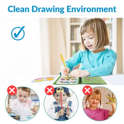 Belro Magic Water Drawing Book for kids, featuring colorful pages and water-based pens for creative fun and learning.