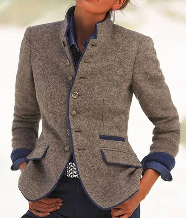 Belro women's elegant solid color jacket, stylish and versatile outerwear with a sleek fit and smooth fabric.