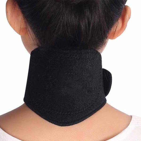Belro heated magnetic neck wrap showing adjustable straps and magnetic clasps for comfortable neck support and warmth.