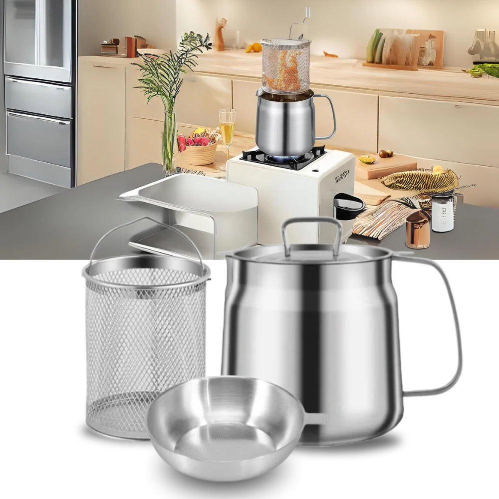 Belro 2-in-1 stainless steel deep frying pot with lid, ideal for home kitchen use and versatile frying and boiling tasks.