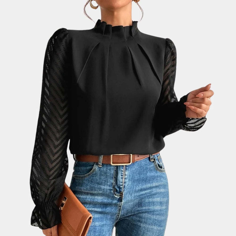 Women's long sleeve sleepwear top by Belro, soft fabric, relaxed fit, shown on a hanger for cozy bedtime comfort.