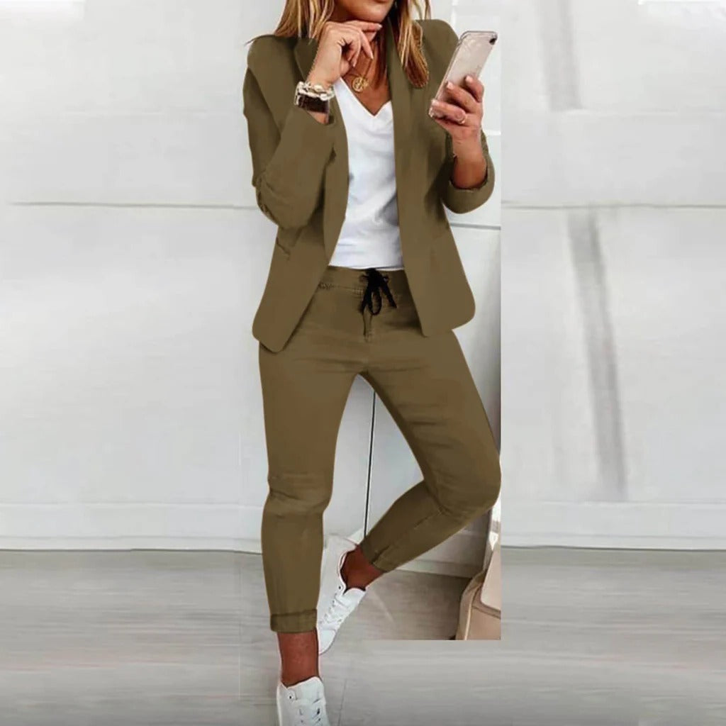 Belro blazer set with matching pants, elegant and comfortable clothing ensemble, stylish office wear or formal outfit option