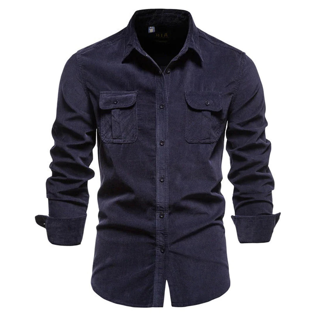 Men's Belro corduroy shirt in a classic design, featuring a button-up front and soft textured fabric.