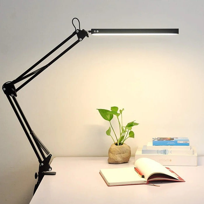 Belro LED desk lamp with clamp, adjustable arm and bright light, ideal for workspace or study area.
