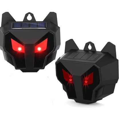 Belro solar-powered outdoor nocturnal animal repellers, two units, designed for pest control in garden and yard areas.