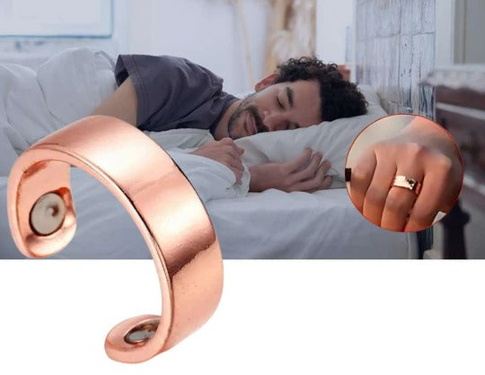 Red Belro anti-snore ring designed to help clear airways and reduce snoring for better sleep and improved rest quality.